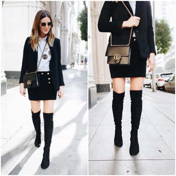 Sam Edelman Kristie Over The Knee Black Suede Kitten Heel Zip Up Point Toe Boots - Picture 1 of 16